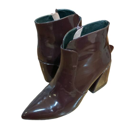 Jeffrey Campbell Ankle Booties Sz.8 Plum Block Heel patent leather Shine VGUC - Picture 10 of 15